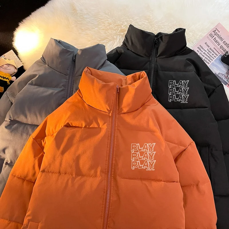 EOENKKY/Korean Clothing Parkas Men Stand Collar Thicken Fashion Cotton Padded Coats Loose Winter Male New Jackets