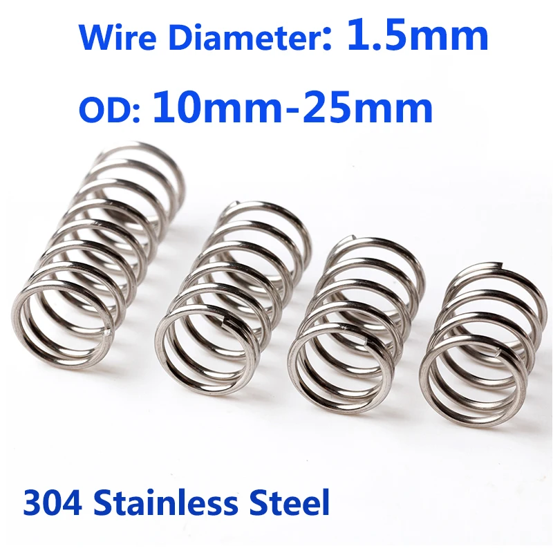 

Pressure Spring 304 Stainless Steel Compression Spring SUS Compressed Spring Wire Diameter 1.5mm Y-Type Rotor Return Spring 5PCS