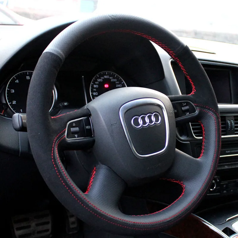 

DIY Hand-Stitched Suede Leather Car Steering Wheel Cover for Audi A4L A6L A5 A8L Q3 Q5 Q7 Interior Auto Accessories