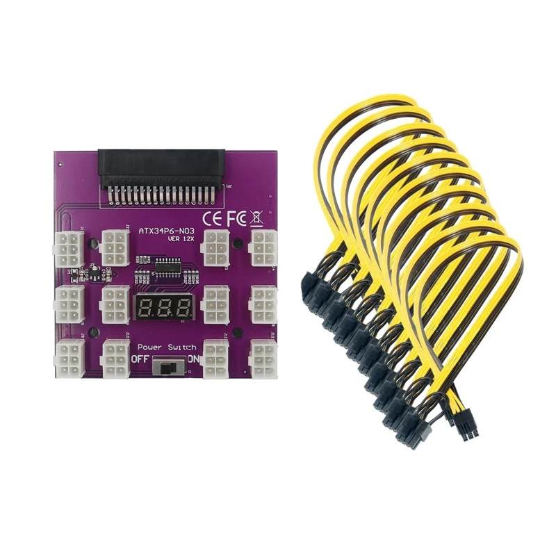 

12 Port PSU Server Power Module 1200w 750w18AWG PCI-E 6Pin with 12pcs Cables 85DD