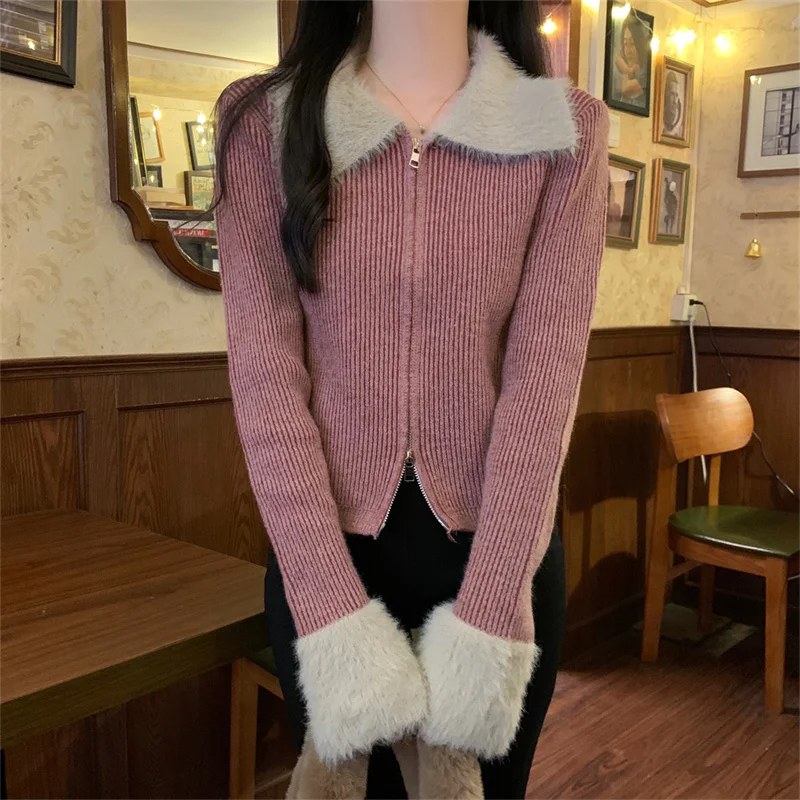 Новинка осенне-зимняя модная куртка с меховым воротником и длинным рукавом