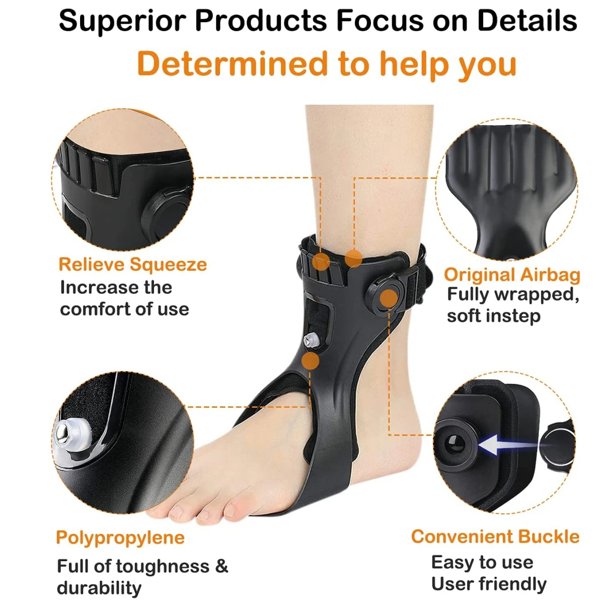

Up Ankle Foot Orthosis Support with Inflatable Airbag for Hemiplegia Stroke Shoes Walking Foot Stabiliz AFO Drop Foot Brace Foot