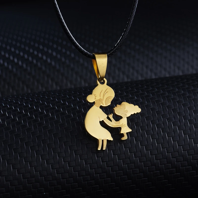 

Vintage Gold Color Stainless Steel Pendant Necklace for Women Mom Pregnant Dangle Chain Neck Fashion Jewelry Mother's Day Gift