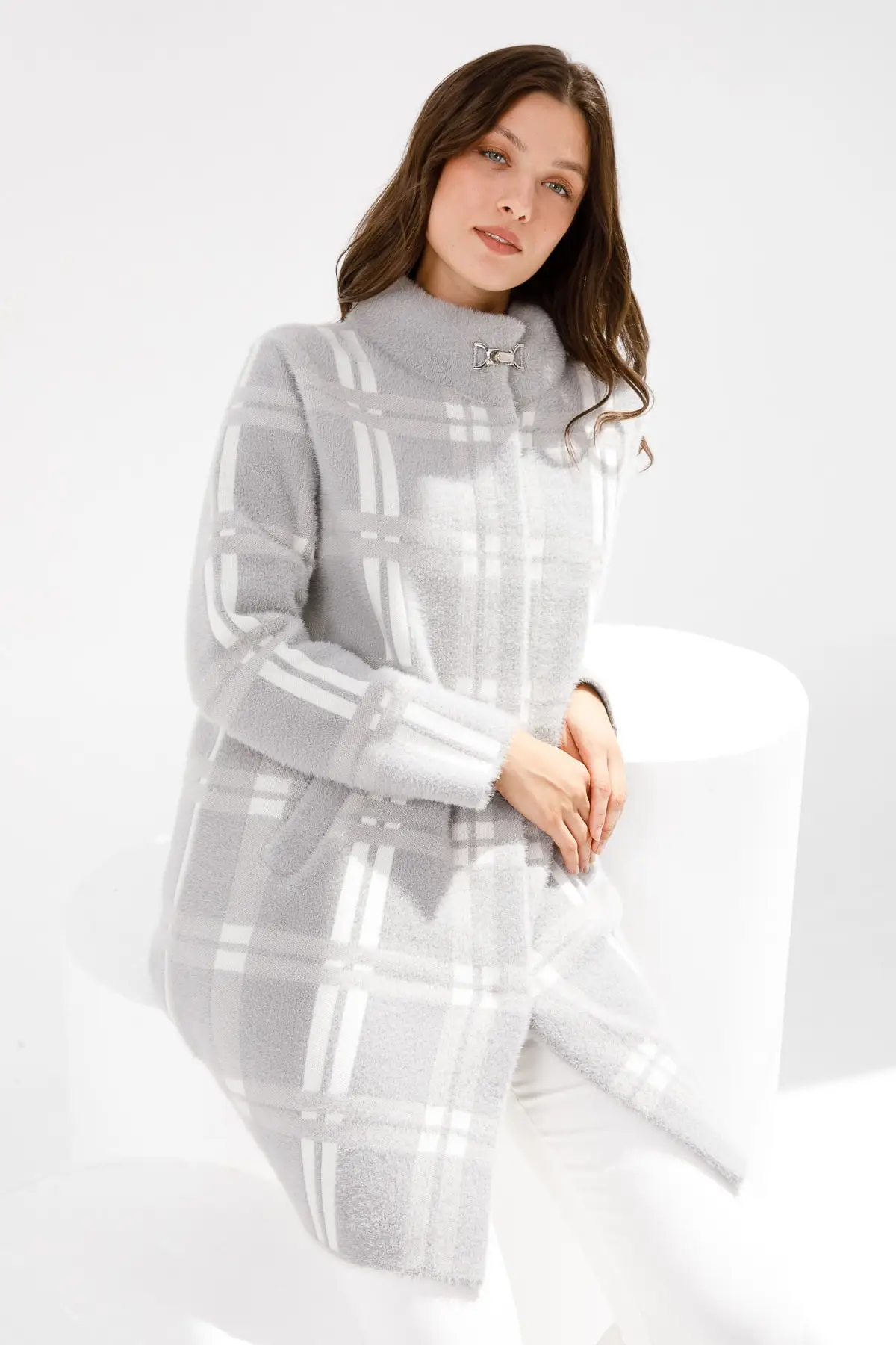 

Women's Cardigan Checked Angored Coat Casual Knitted Quality Fashion Cardigan Sweaters Loose Sweater Sweater Jumper