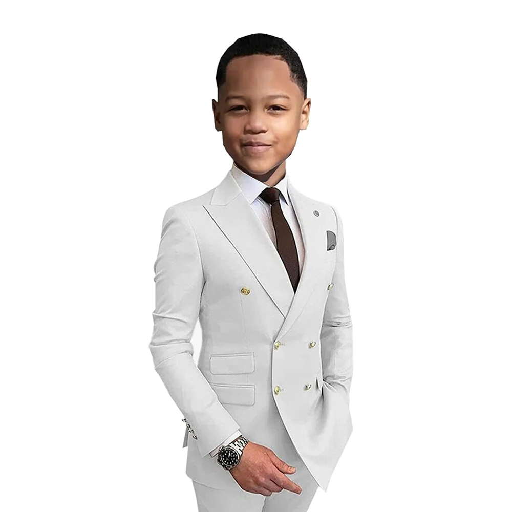 Formal Suit For Boy 2Pcs Peaked Lapel Jacket +Pants Boy Suit Little  Gentleman Attend Graduation And Wedding Party Suit