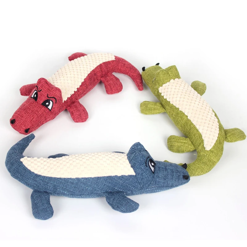 

Pet Chew Dog Toys Animal Crocodile Plush Squeaky Sound Dogs Funny Interactive Cleaning Teeth Toy for Small Medium Pets Supplies