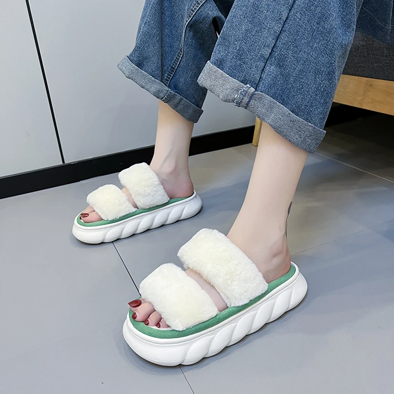 

Внешняя торговля, женские тапочки из искусственной шерсти на осень и зиму, домашние бесшумные тапочки на толстой подошве для осени и зимы, ж...