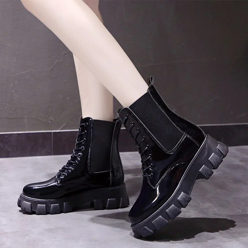 

Women Chelsea Boots Thick Non-slip Zip Girl Leather Shoes Ankle Boots Women Botas Mujer Short Boot Pop Fashion Nice Pop