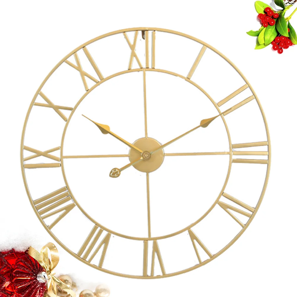 

Wall Clock Large Metal Wall Clock European Decorative Clock for Home, Living Room, Bedroom, Kitchen ( Golden Embryo Golden