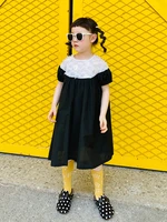 imakokoni original japanese childrens clothing loose mid length black and white color matching dress parent child summer 22915