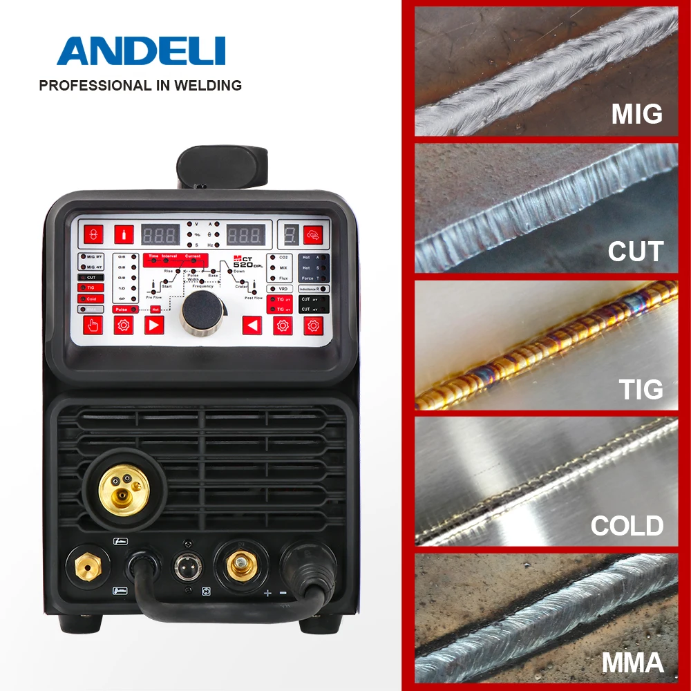 ANDELI горячая Распродажа популярное Новое поступление OEM/ODM 220V MCT-520DPL MIG TIG MMA CUT Pulse