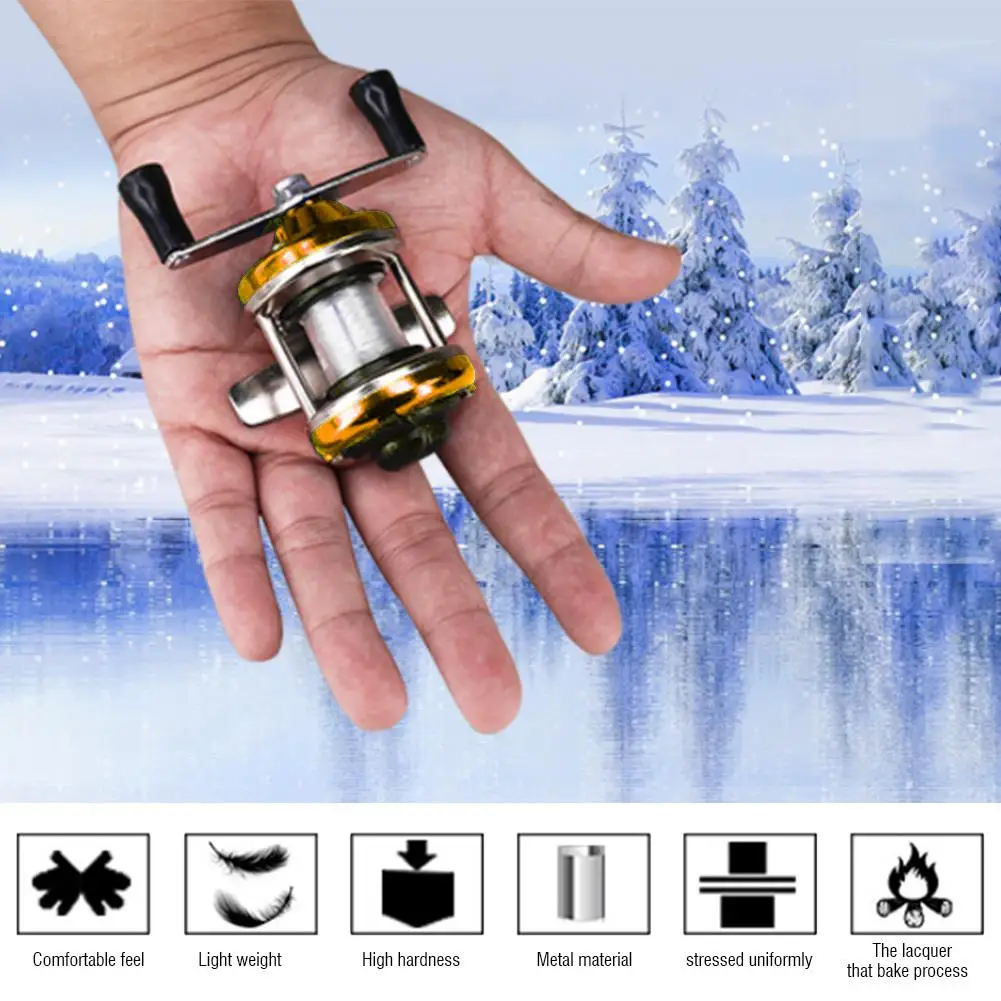 DEUKO мини-барабан Рыболовная катушка портативное зимнее колесо с проволочной