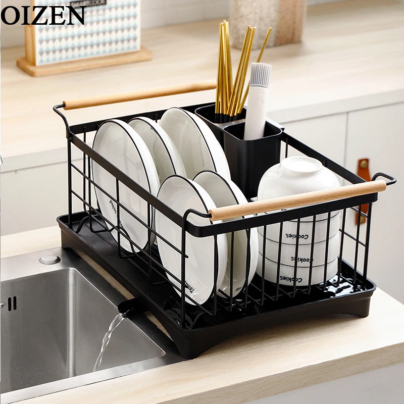 

Multi Function Kitchen Bowl Storage Rack Stainless Steel Paint Sink Drain Black Rack Home Dish Storage Accessories
