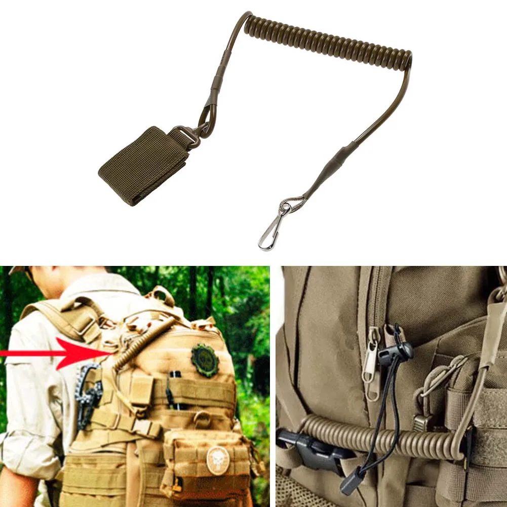 

Outdoor Tactic Spring Lanyard Elastic Retractable Anti-lost Waist Hanging Retention Rope Police Pistols Gun Rifle Sling