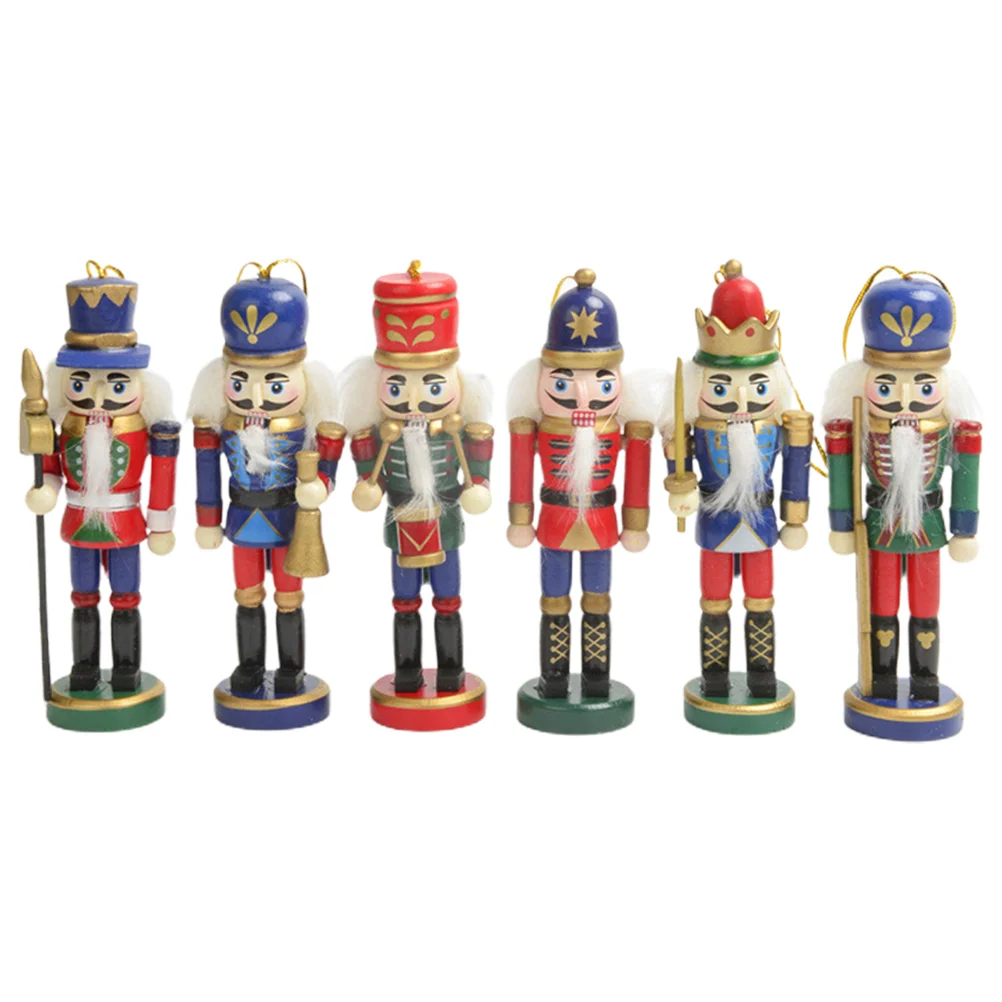 

6pcs Nutcracker Hanging Decoration Xmas Tree Nutcracker Soldier Ornament Wood Nutcracker Craft