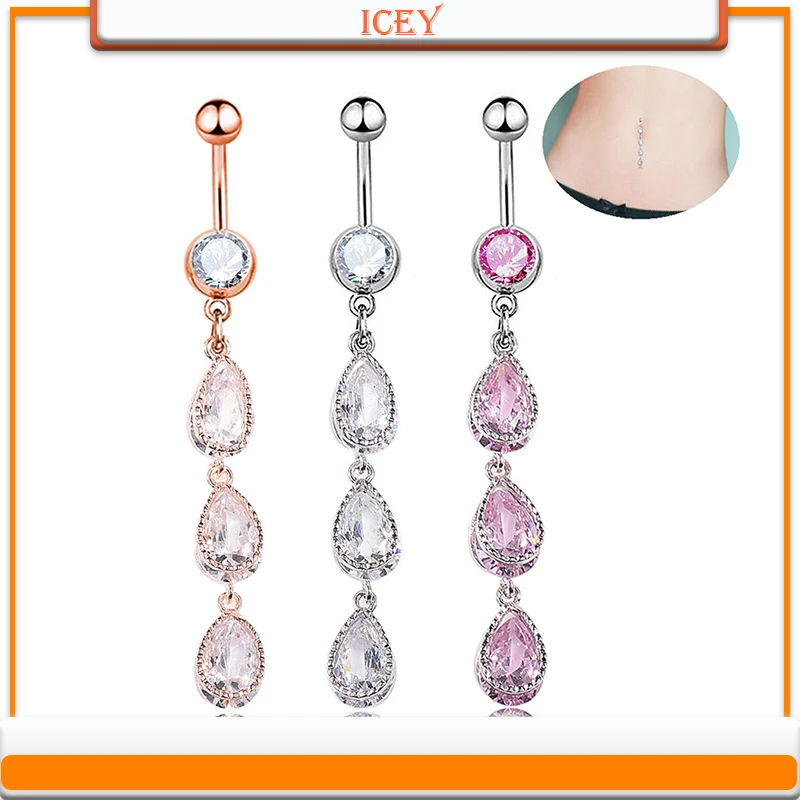 

1pc water droplet string belly ring Zircon navel stud Stainless steel belly navel jewelry alloy belly button ring belly jewelry