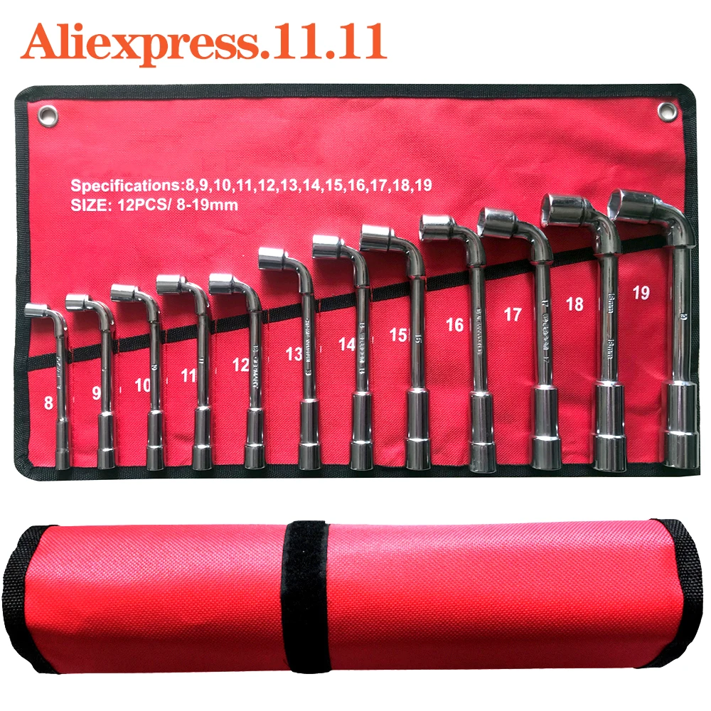 

L-образный угловой торцевой ключ, гаечный ключ с отверстием через сквозное отверстие, Автомобильный ключ, ремонт трубы, торцевой ключ, набор инструментов.