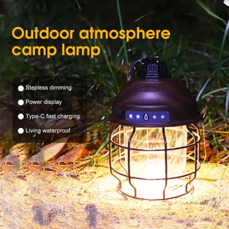 

3600 мАч винтажный металлический подвесной фонарь для кемпинга, теплый светодиодный фонарь для кемпинга, перезаряжаемая портативная палатка светильник для наружного сада, декора