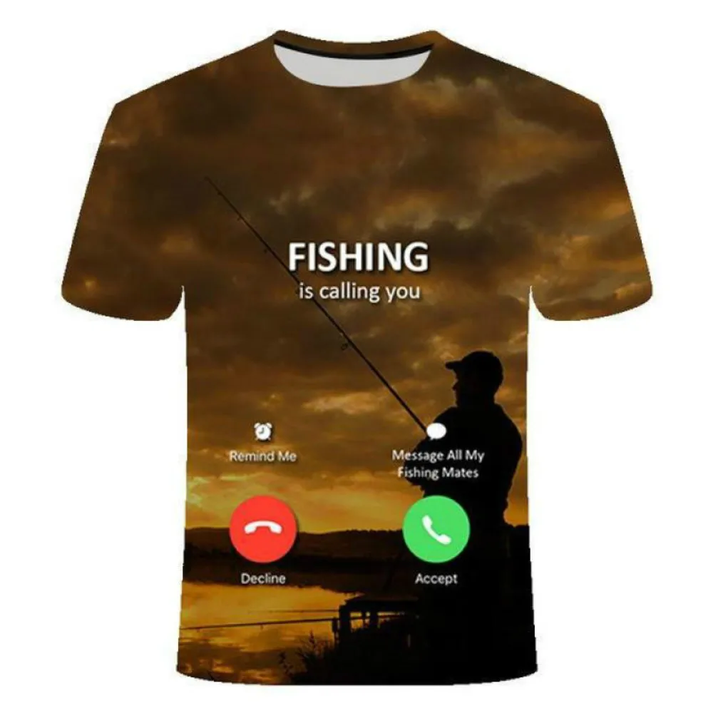 

2022 latest hot sale 3D fishing T-shirt casual hip-hop T-shirt Harajuku 3D fish fishing round neck shirt