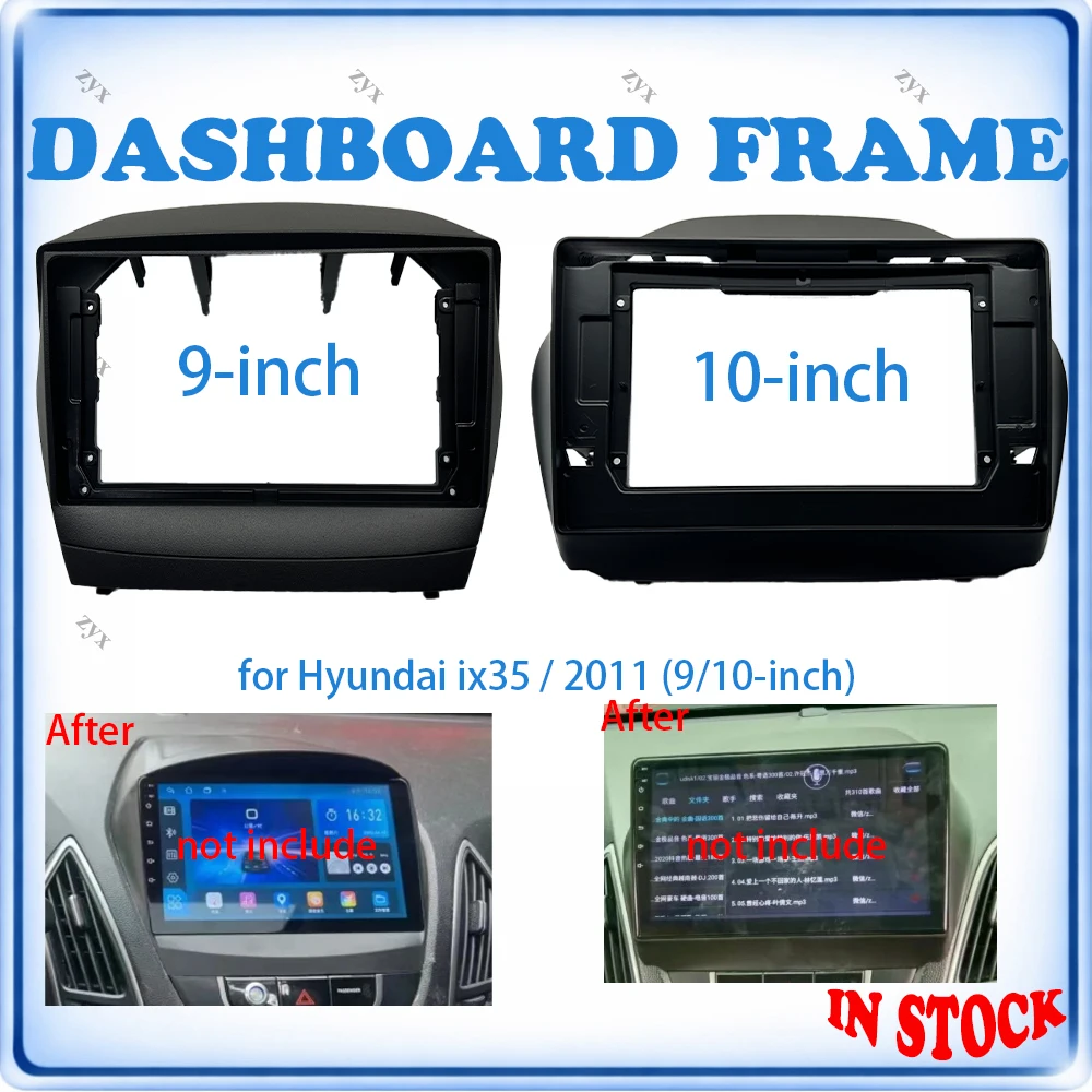 Фото Рамка для автомагнитолы Hyundai ix35 2011, 9/10 дюймов, с проводкой и кабелем питания, аксессуары для авто, Plug & Play №1