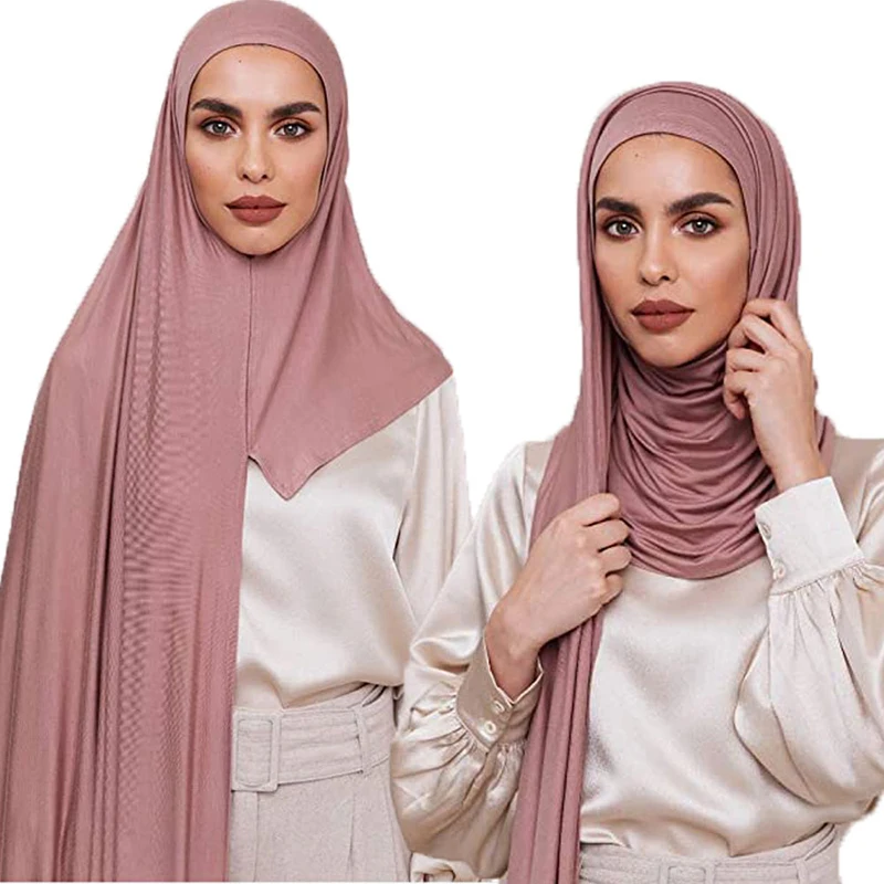 

2022 Muslim Hijab Premium Jersey Scarf Soft Solid Headscarf Femme Musulman Lot Hijabs Islamic Shawl Wraps Women Turban Foulard