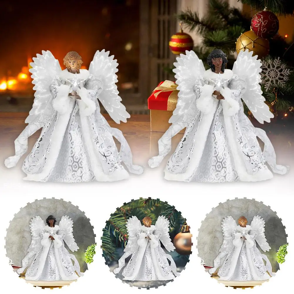 

3D Золотой Ангел кукла белый Ангел волшебная палочка Ангел Рождественский подарок L5A0