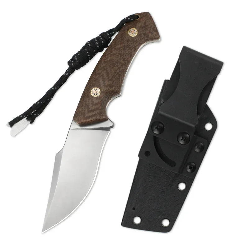 D2 стальной Походный нож с фиксированными лезвиями тактический льняная ручка