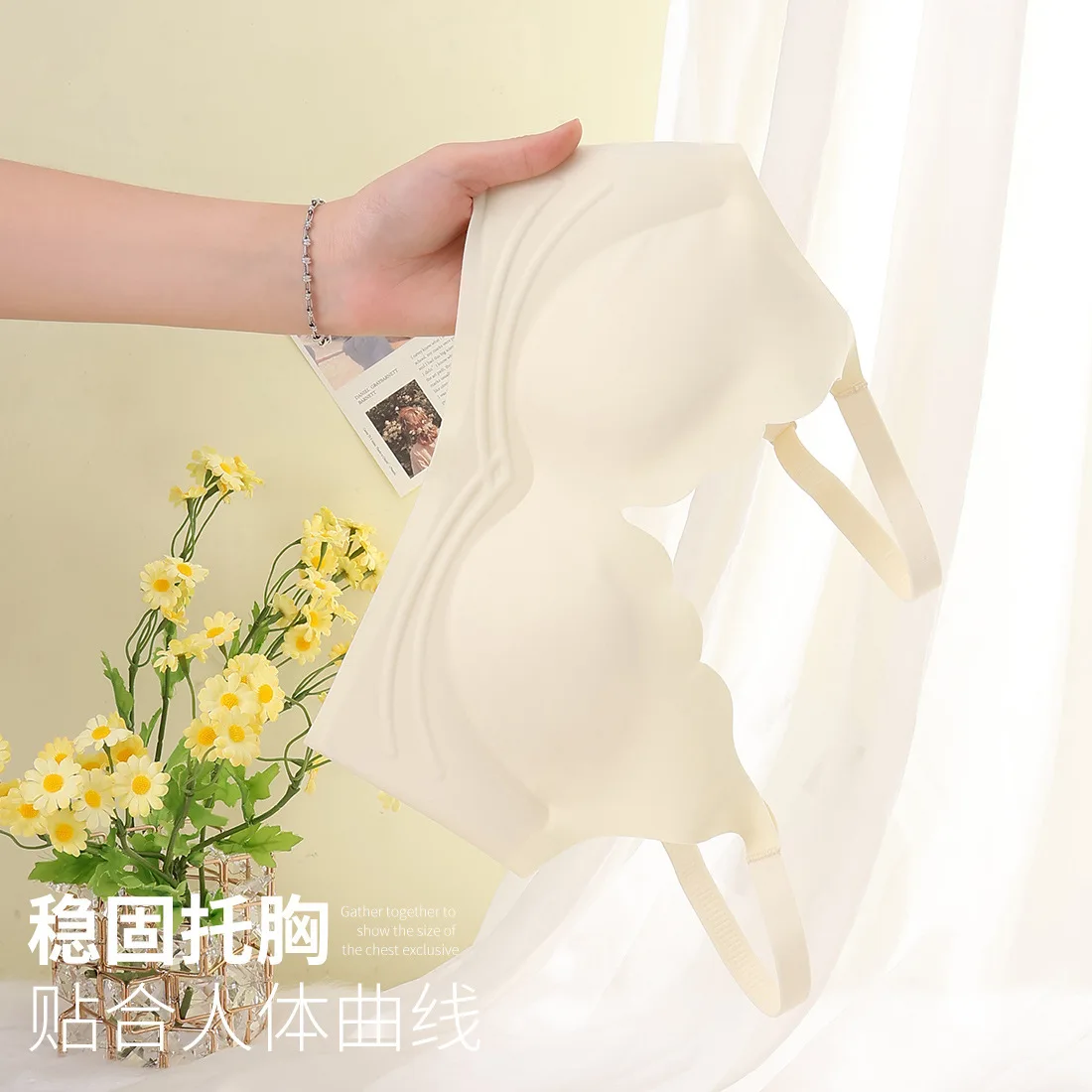 

Cute no-scar girl underwear Big Boobs show small thin bra fixed cup no-scar comfortable bra sleep bra