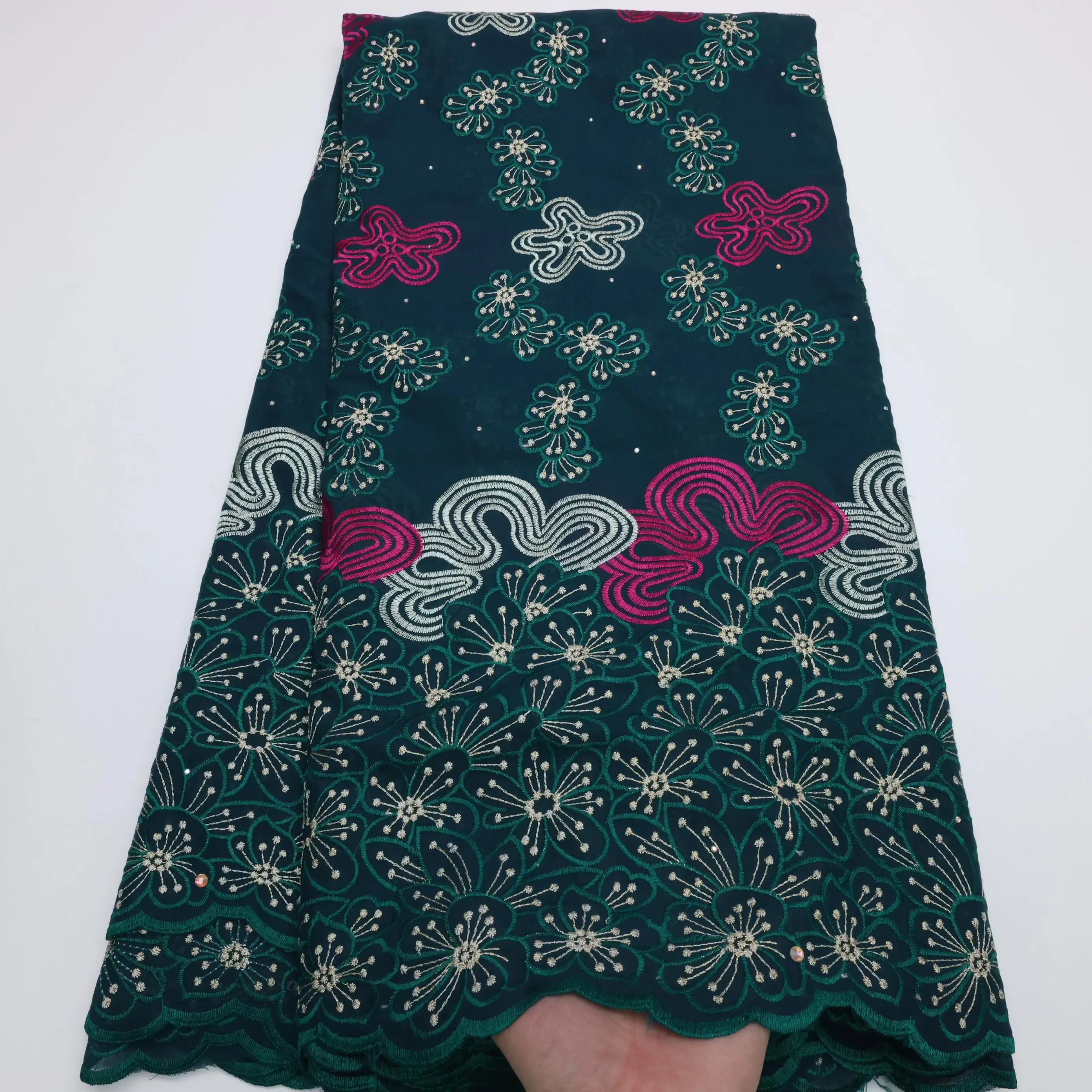 NI.AI 2022 Высокое качество африканская швейцарская вуаль кружевная ткань с камнями