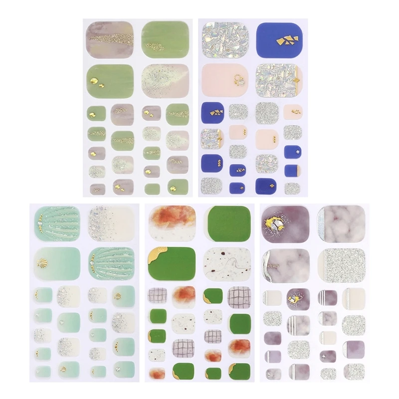 

22Tips 5D Glitter Realistic Toe Adhesive Stickers Decals Manicure Ornaments Drop Shipping