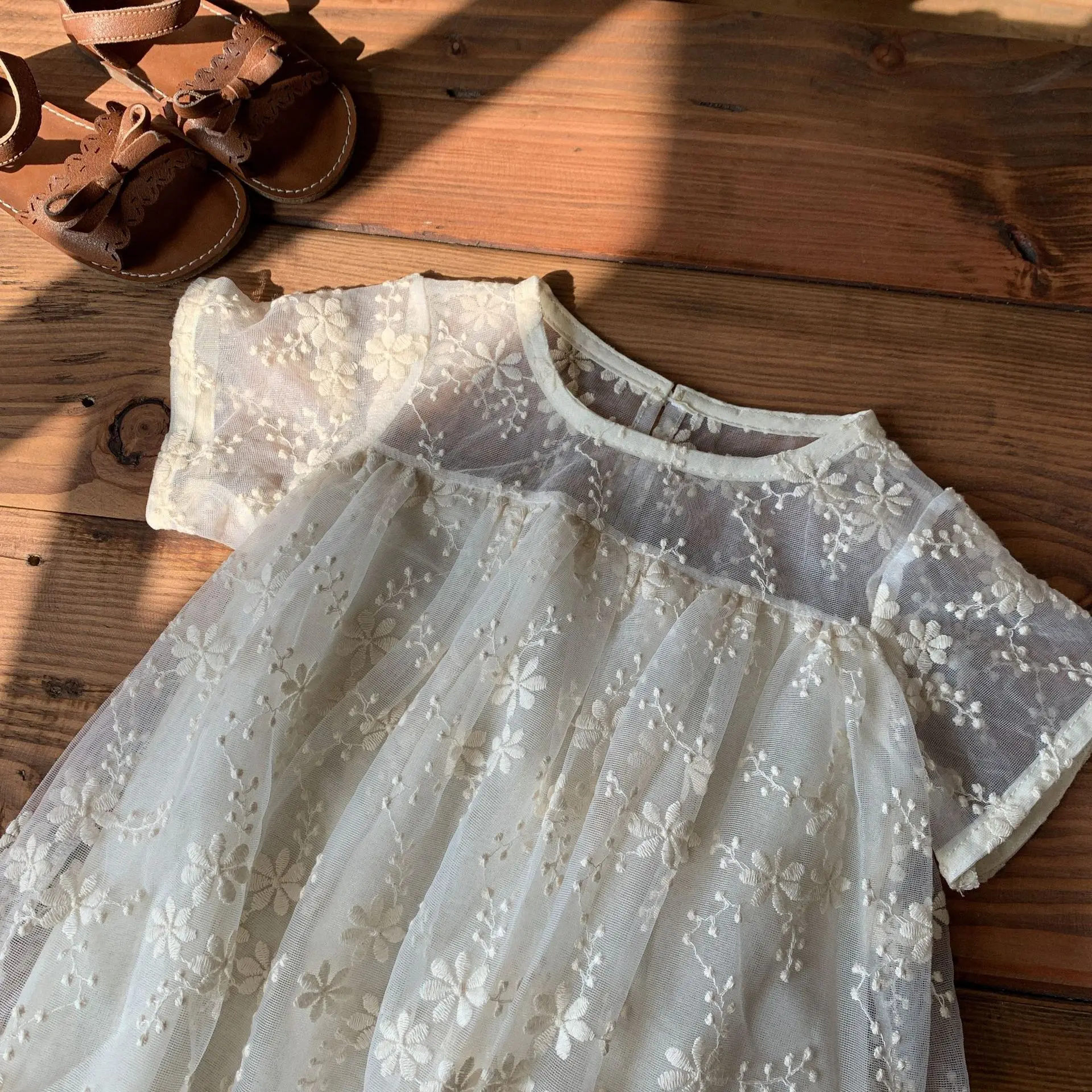 

Little Girls Summer Dresses Children's Flower Short Sleeve Frock Baby Girl Dresses Lace Princess Party Clothes Kids 2 To 7 Years