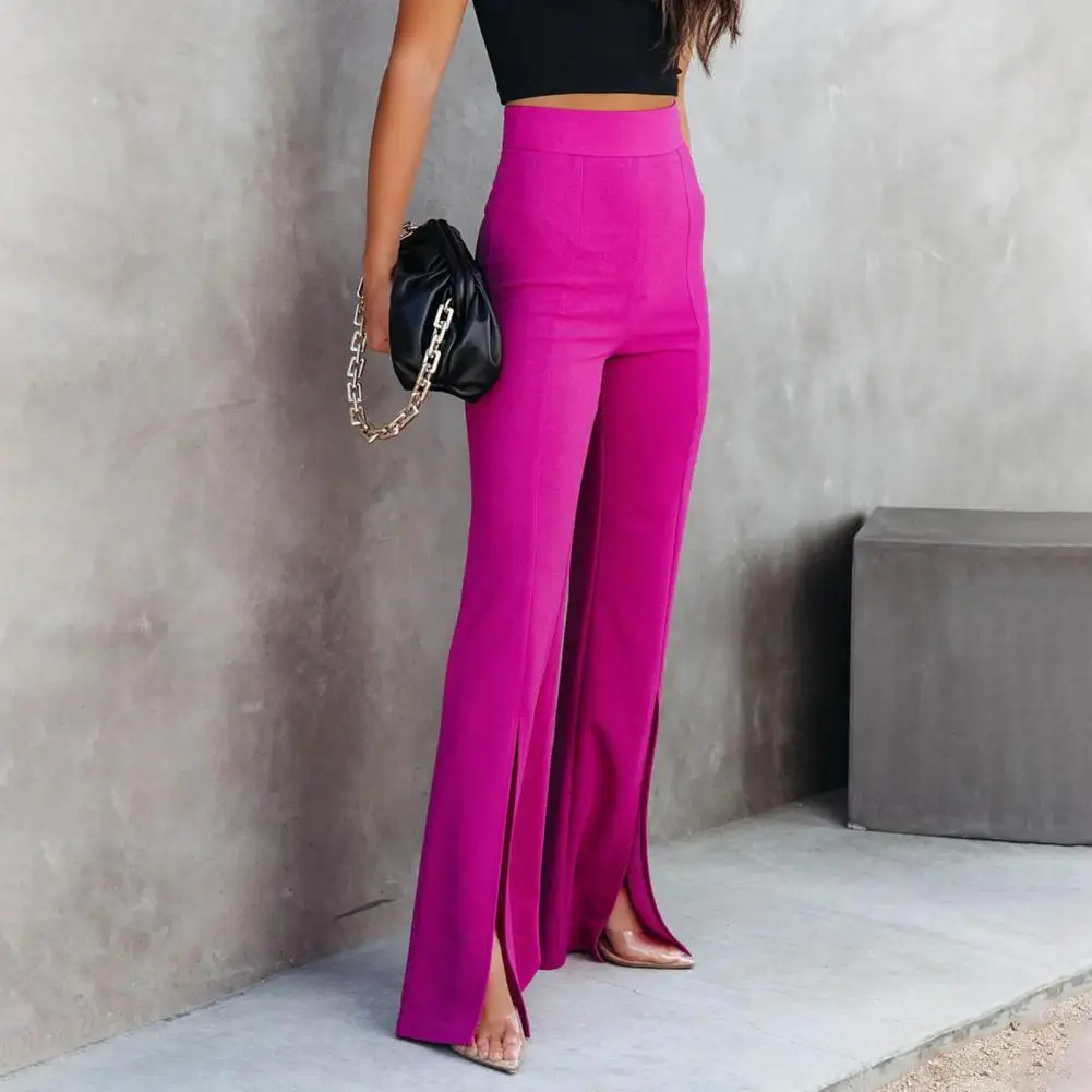 

Suit Fishtail Pants High-Waist Skin-touch Versatile Women Leg Opening Draped Suit Flare Pants Suit Trousers for Dating