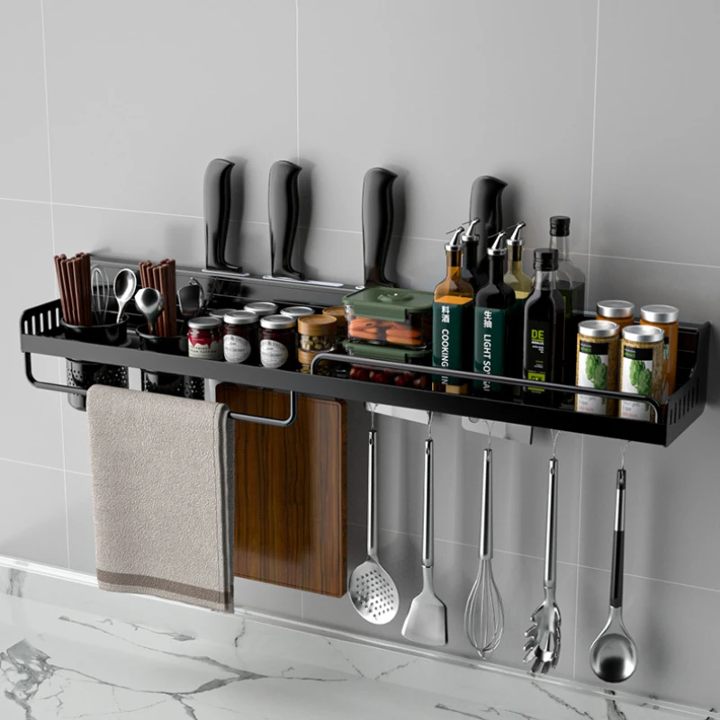 

Кухонный Органайзер без перфорации, настенный стеллаж для специй, аксессуары для ножей, ложек, органайзер для кухонной утвари, держатель