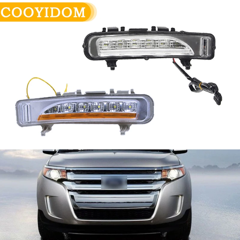 DRL Daylight Car Daytime Running Lights fog light with turn signal Fog Lamp For Ford Edge 2009 2010 2011 2012 2013 2014