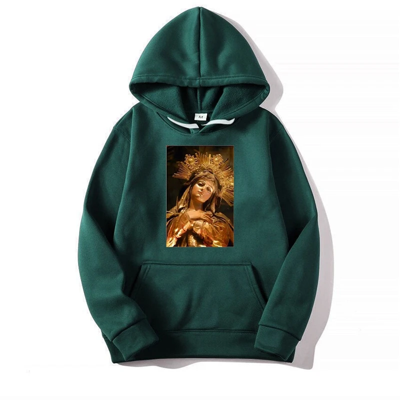 

Harajuku Men's Hoodie Vintage Μαρία μητέρα του Ιησού Hooded Sweatshirt Fall Women's Cotton Sweatshirt y2k Oversized Hoodie