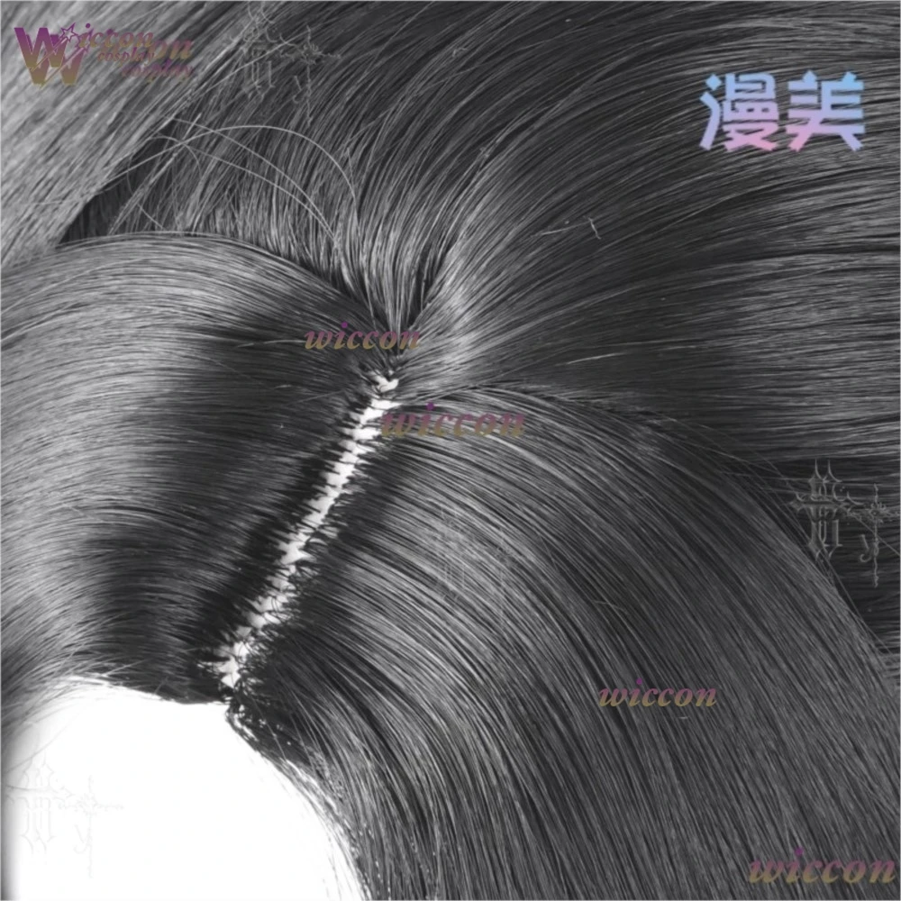 Фото Универсальный парик для косплея Xun Pure Black Simulated Scalp Top Updo Bun, термостойкий, для Хэллоуина и вечеринок №5