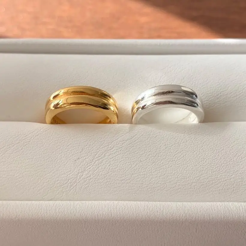 

Ювелирные изделия из серебра 925 пробы, Двухрядное кольцо, подлинное ювелирное изделие из 18-каратного золота