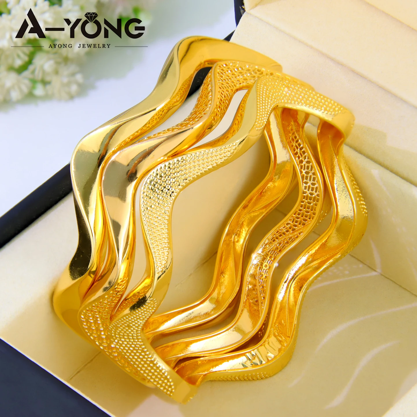 Алжирский свадебный браслет 21 К позолоченный роскошный нерегулярный золотой