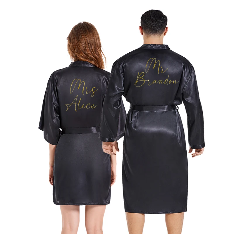 Индивидуальный Атласный халат мужское женское кимоно для пары индивидуальное