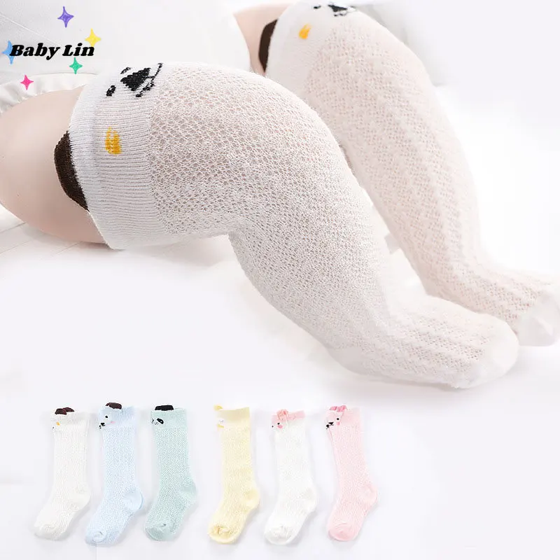 

1 Pair Mesh Breathable Socks Cotton New Cartoon Newborn Baby Girl Socks Cotton Summer Infant Baby Knee High Socks for 0-3 Years
