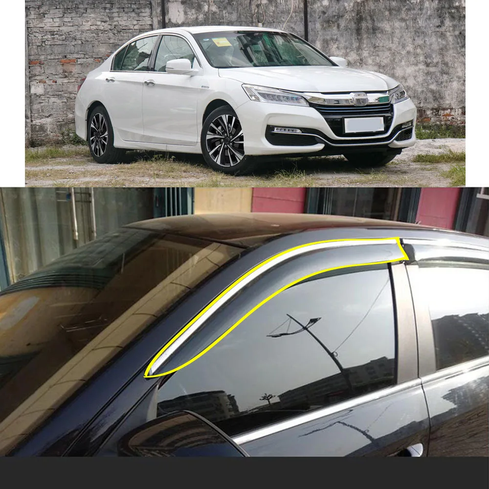 

Car Body Styling Sticker Plastic Window Glass Wind Visor Rain/Sun Guard Vent Parts For Honda Accord 9th 2014 2015 2016 2017 2018