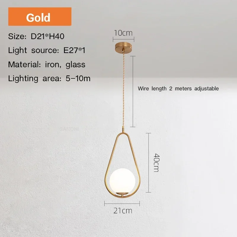 

Современная Подвесная лампа со стеклянным шаром, золотые люстры для столовой, кухни, прикроватные светильники, комнатное освещение, блеск