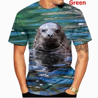 new fashion men women sea lions printed short sleeve t shirt loose top shirt