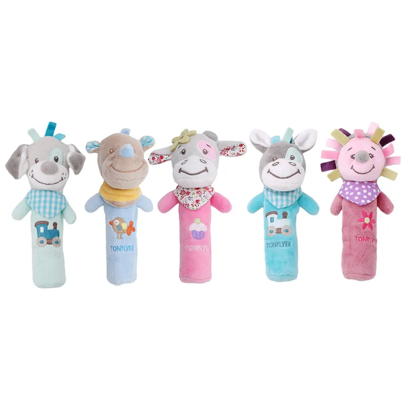 

Hot Sale Baby Rattles Mobiles BB Sticks Soft Cute Cow Plush Doll Crib Bed Hanging Hand Catches Animal Toy Doll Kids Toy