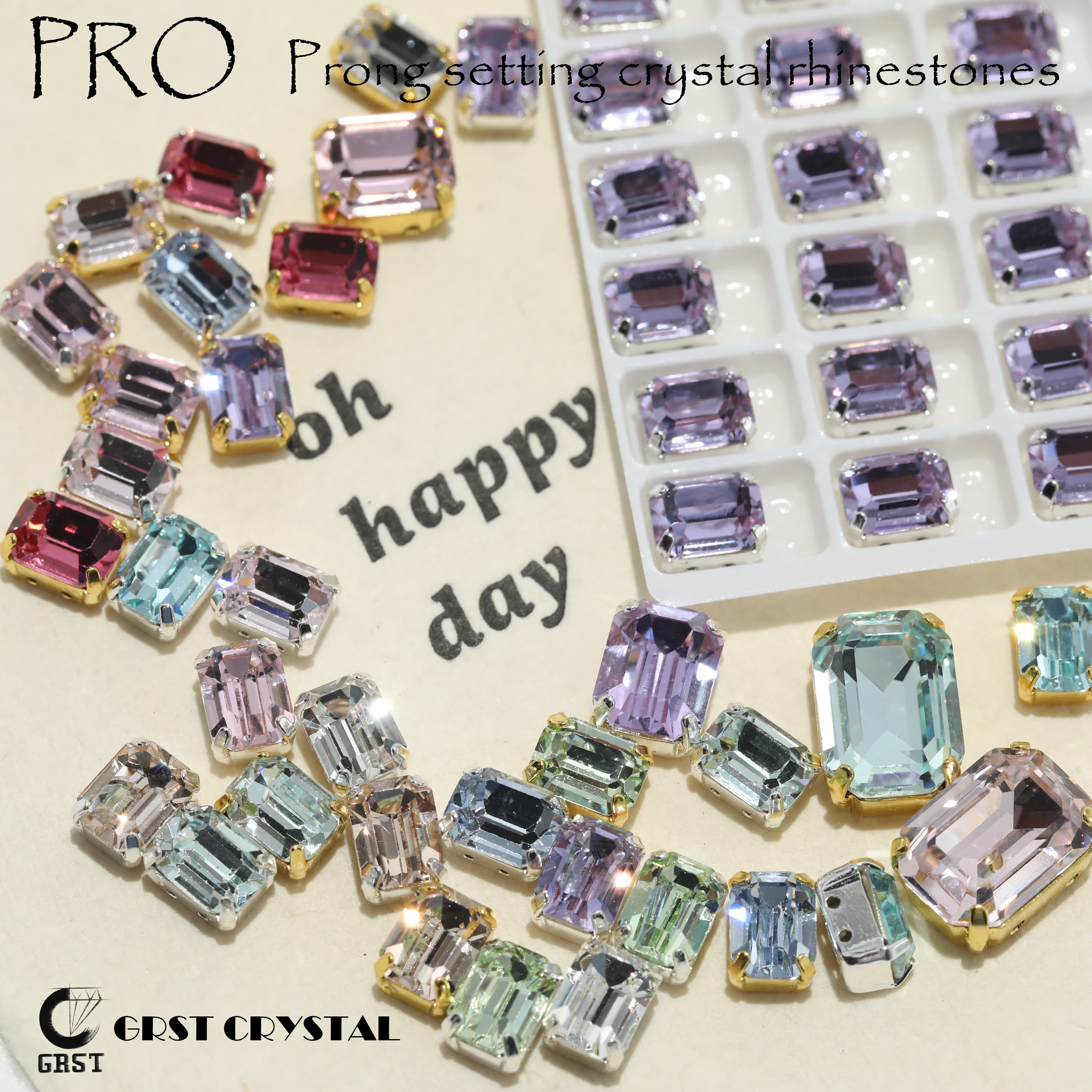 Фото Стразы GRST Premium K9 из стекла с изумрудной огранкой PRO Craft Super Sparkle, камни для закрепки на крапанах, аксессуары для рукоделия, для свадебных платьев №1