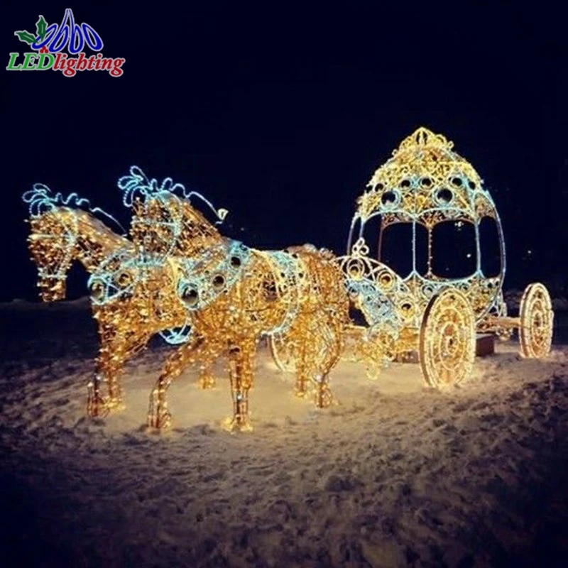 Под заказ. 3D светодиодные мотивные огни Лошадиная Карета для украшения уличного