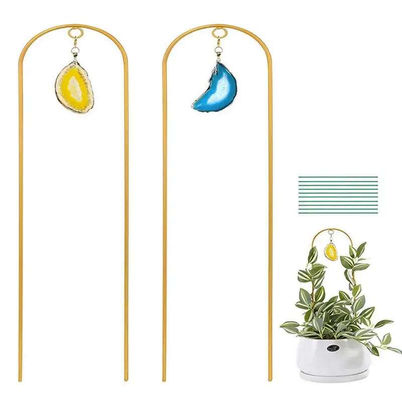 

Houseplant Trellis Small Trellis For Potted Plants With Agate Pendant Set Of 2 DIY House Plant Trellis For Climbing Plants