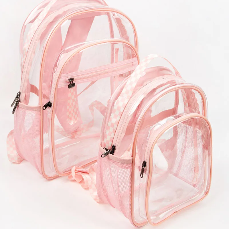 

Прозрачный рюкзак женская, школьная, Студенческая, водонепроницаемая школьная сумка большой емкости портативный ремень сэндвич ПВХ Желе р...
