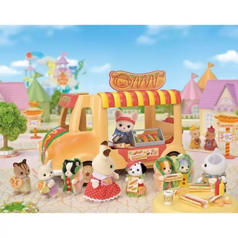 Фото Sylvanian Families, аниме-фигурки, набор хот-догов, пудель, бульдог, хаски, станция, Kawaii T 2004, семейная игрушка для девочек на день рождения, индивидуальный подарок №4