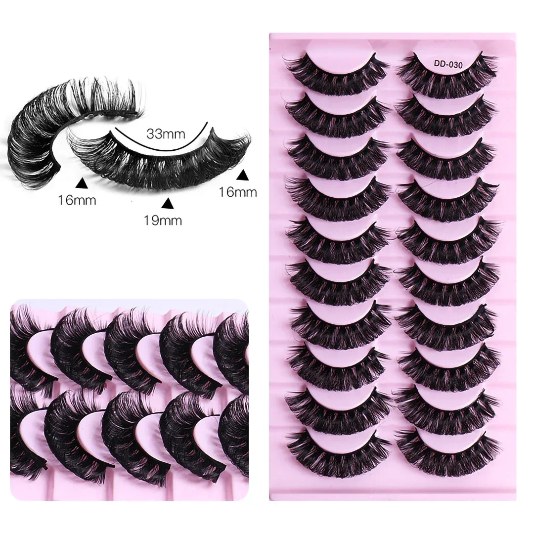 10 пар DD Curl Lashes русские полосатые ресницы 3D норковые натуральные длинные